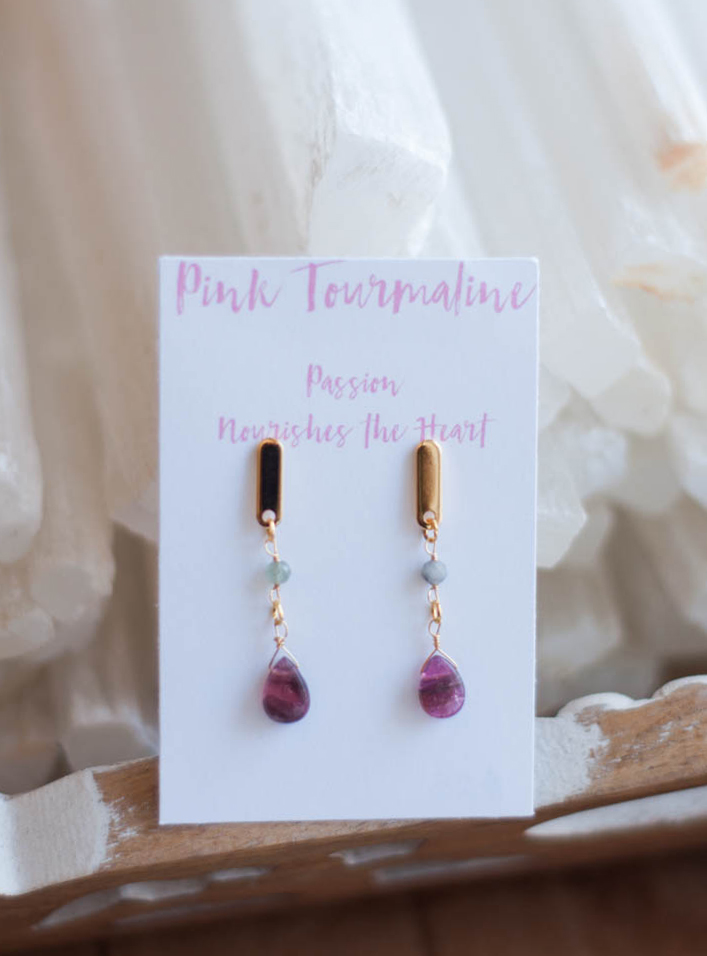 Pink Tourmaline Stud Earrings