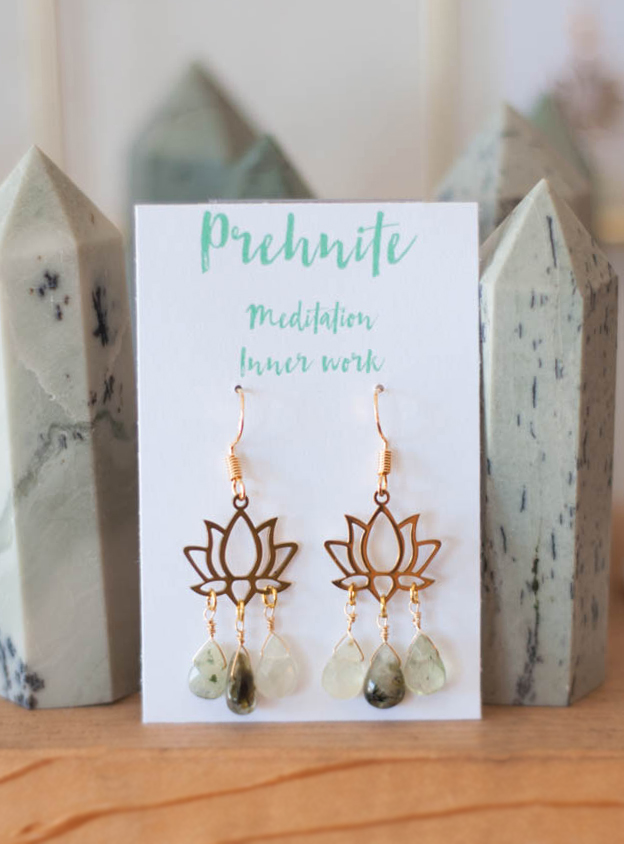 Prehnite Lotus Earrings