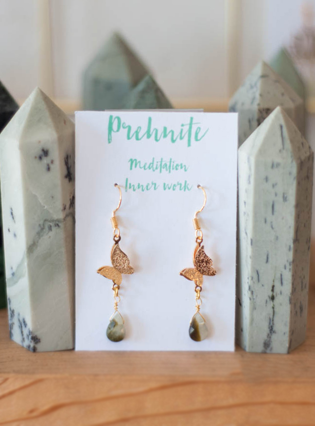 Prehnite Butterfly Earrings