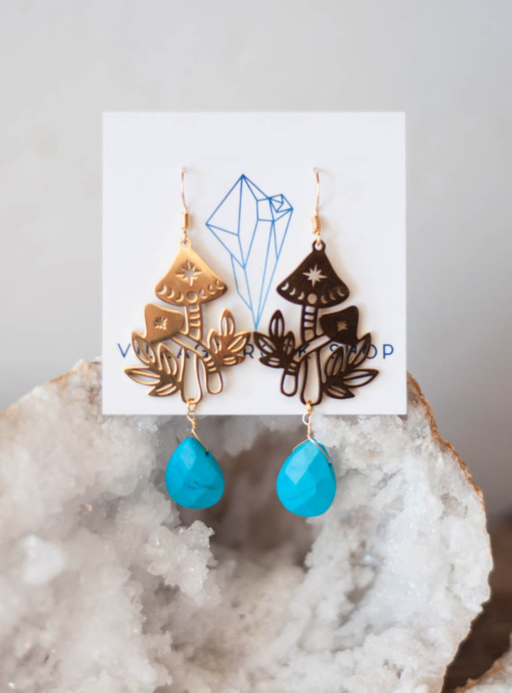 Howlite Mushroom Earrings