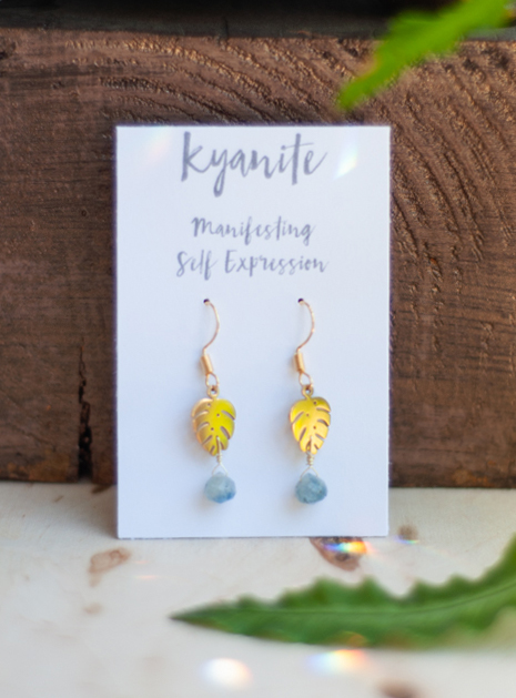 Kyanite Leaf Earrings