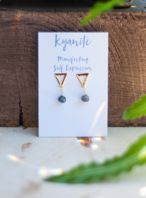 Kyanite Triangle Stud Earrings