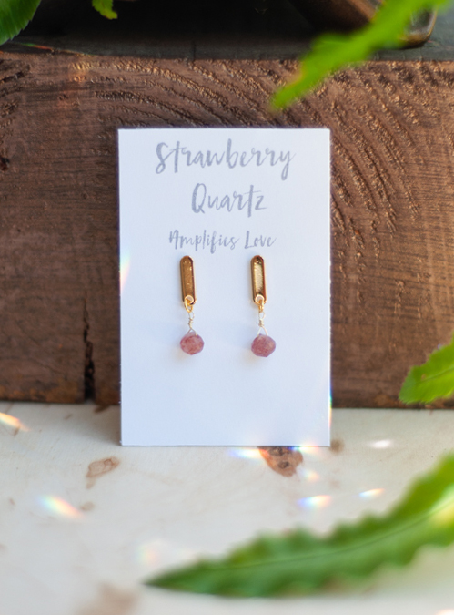 Strawberry Quartz Stud Earrings