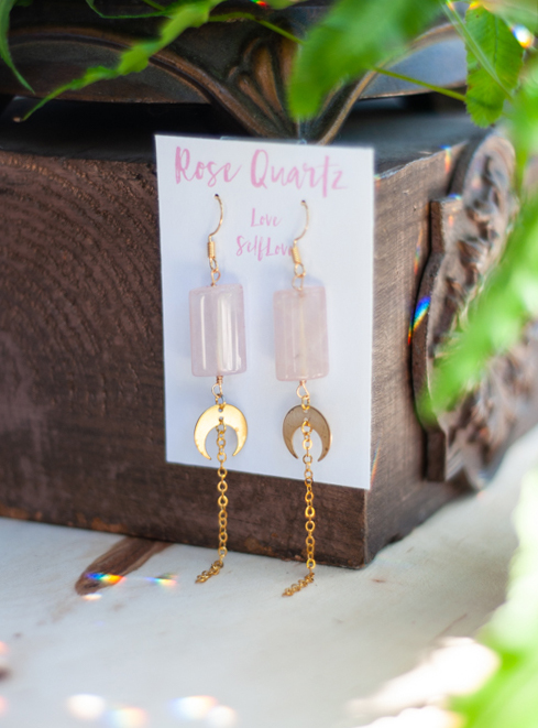 Rose Quartz Goddess Earrings