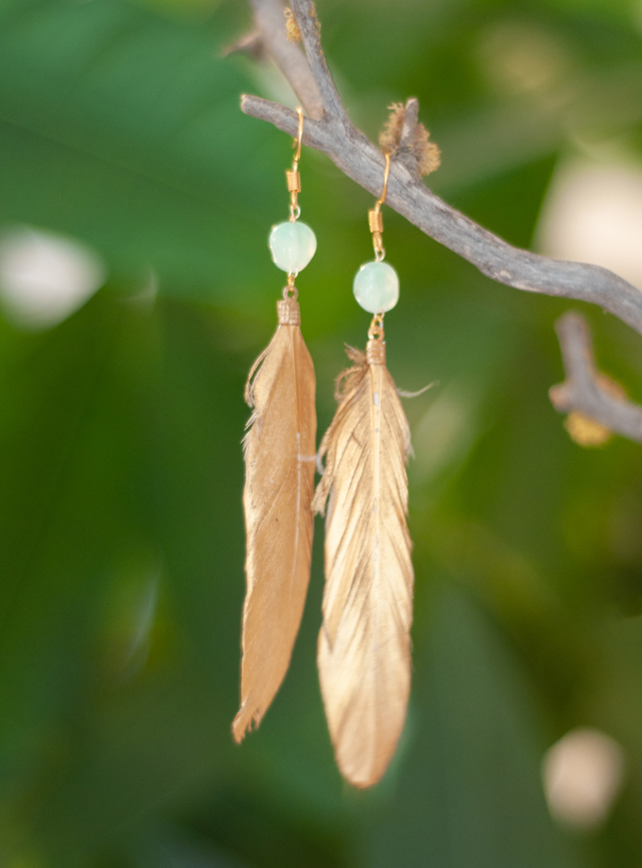 Gold Feather Earrings