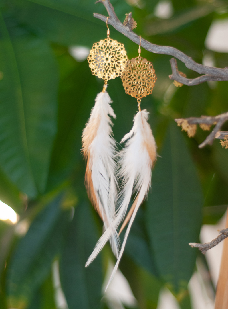 Mandala Feather Earrings