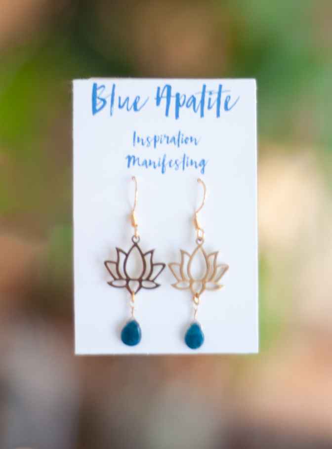 Blue Apatite Lotus Earrings