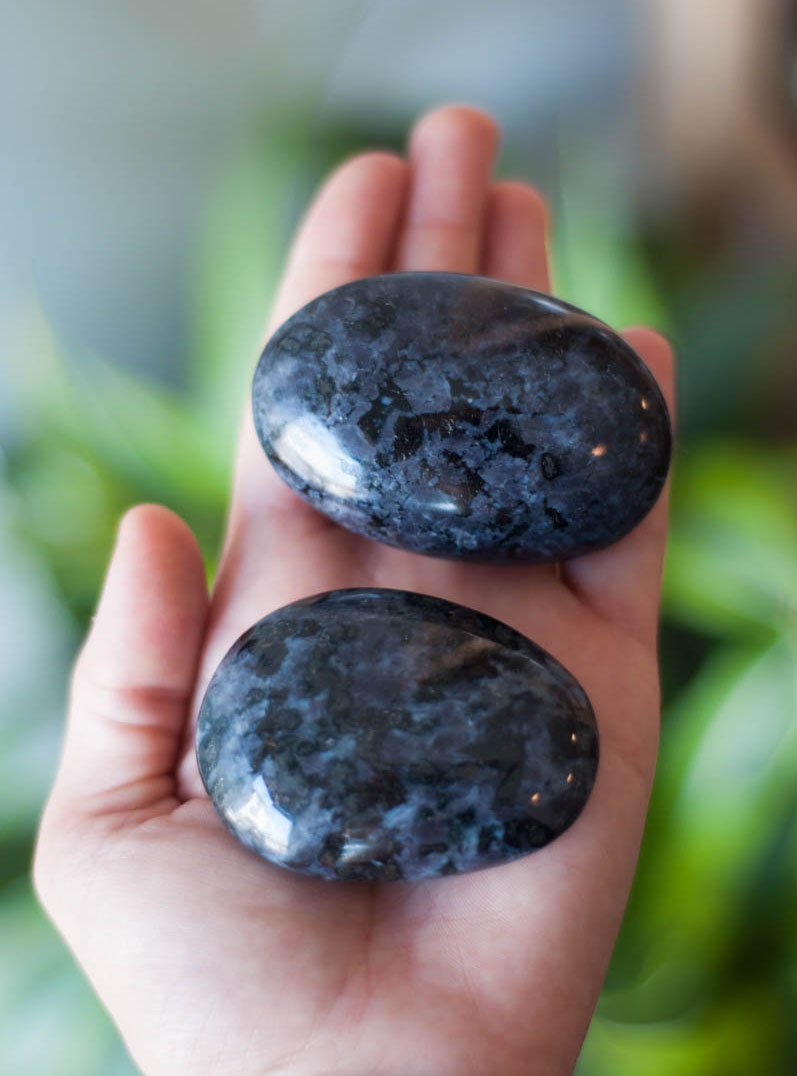 Indigo Gabbro/ Merlinite Palm Stone