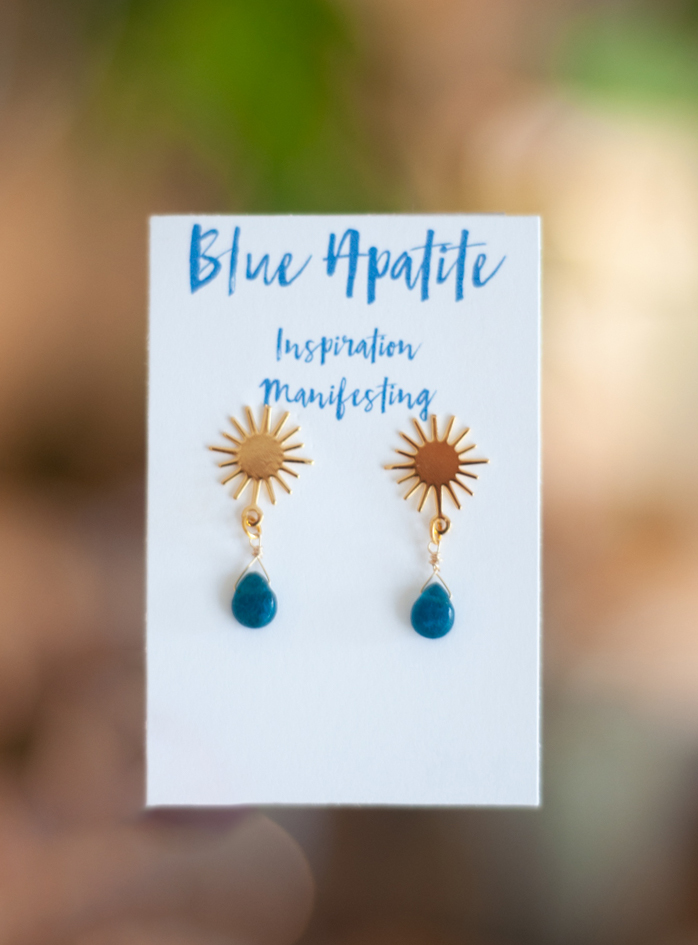 Blue Apatite Stud Earrings