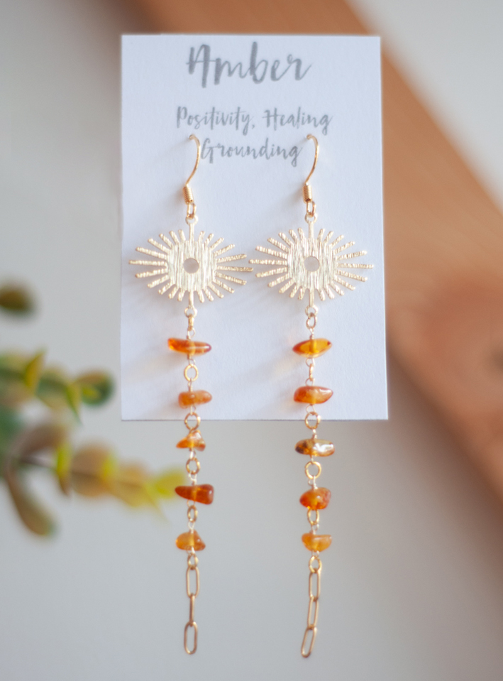 Amber Sun Burst Earrings