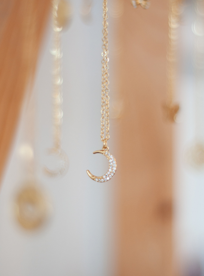 Tiny Gold Moon Necklace