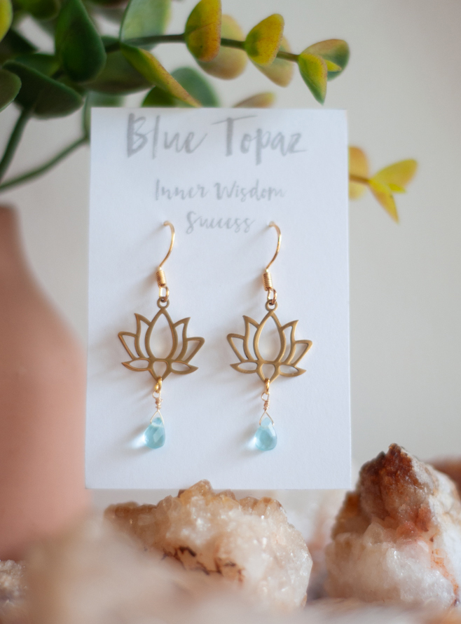 Blue Topaz Lotus Earrings