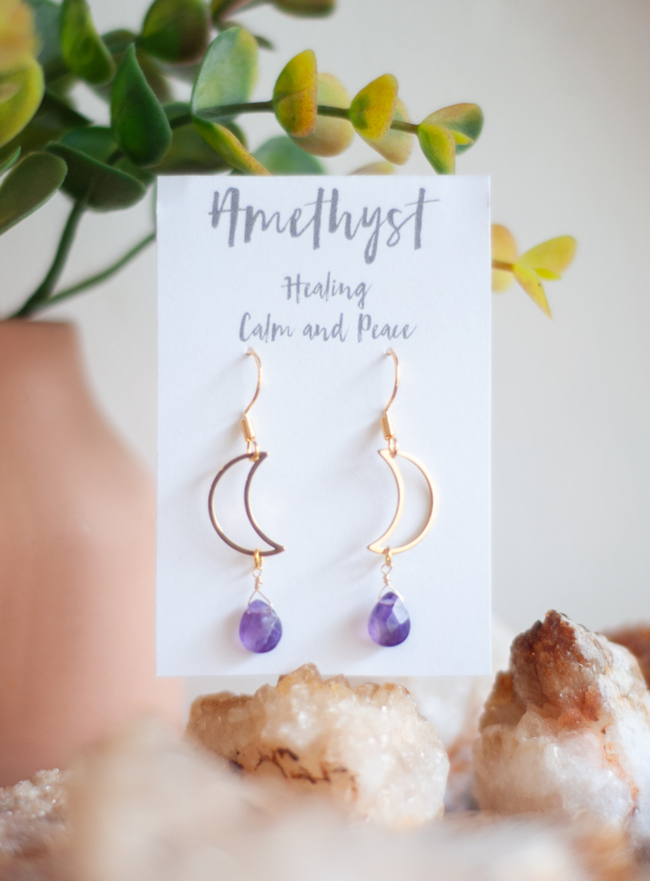 Amethyst Moon Earrings