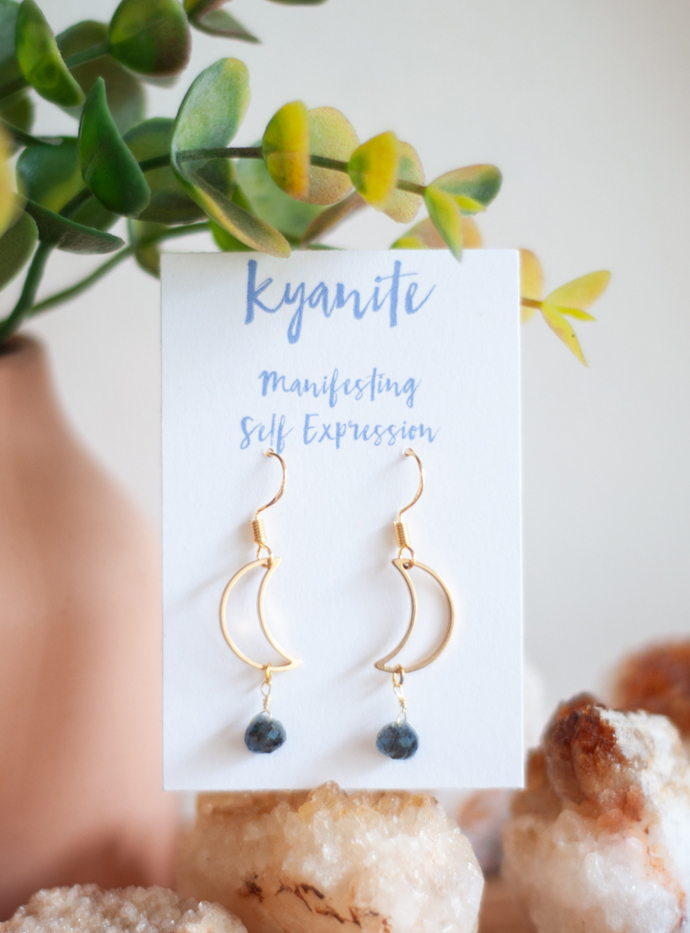 Kyanite Moon Earrings