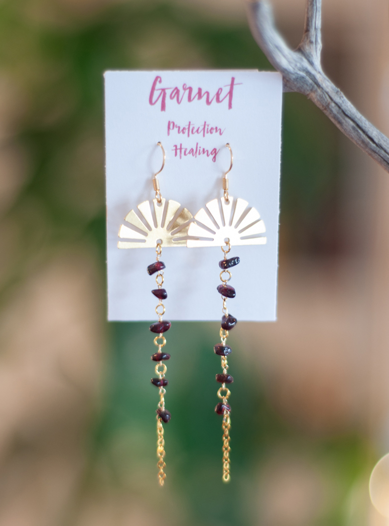 Garnet  Sun Earrings