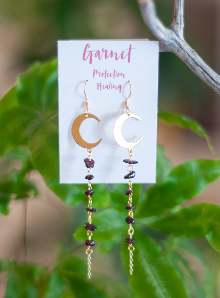 Garnet Moon Earrings