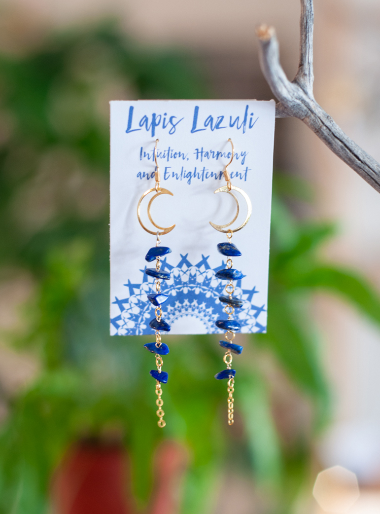 Lapis Lazuli New Moon Earrings