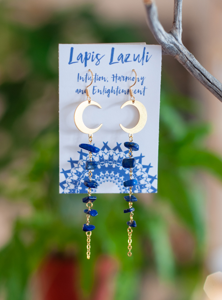 Lapis Lazuli Moon Earrings