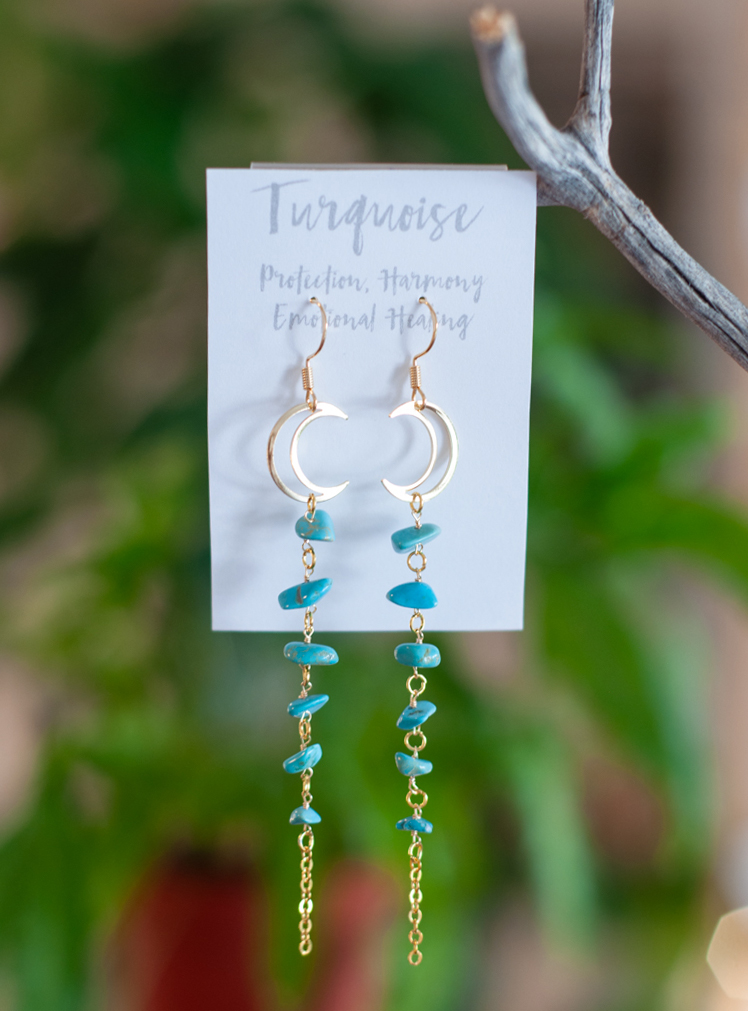 Turquoise Moon Earrings