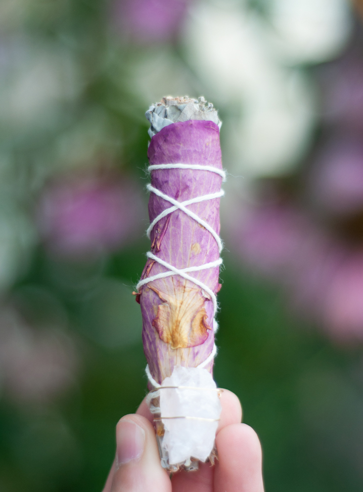 White Sage, Pink Rose and Rose Quartz Bundle
