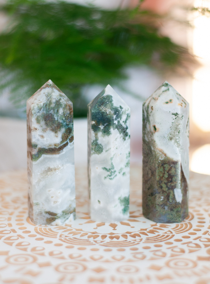 Green Moss Agate Tower small
