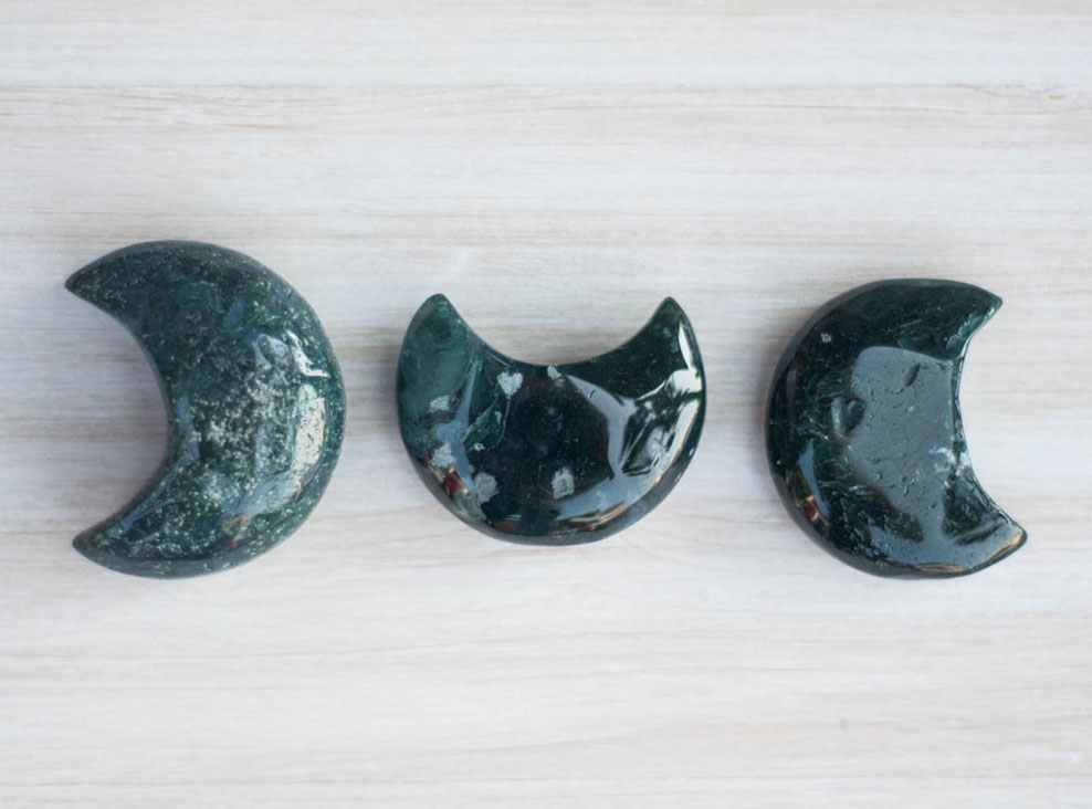 Green Moss Agate Moon