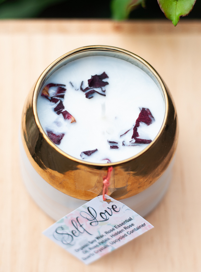 Self Love Candle - white and gold container