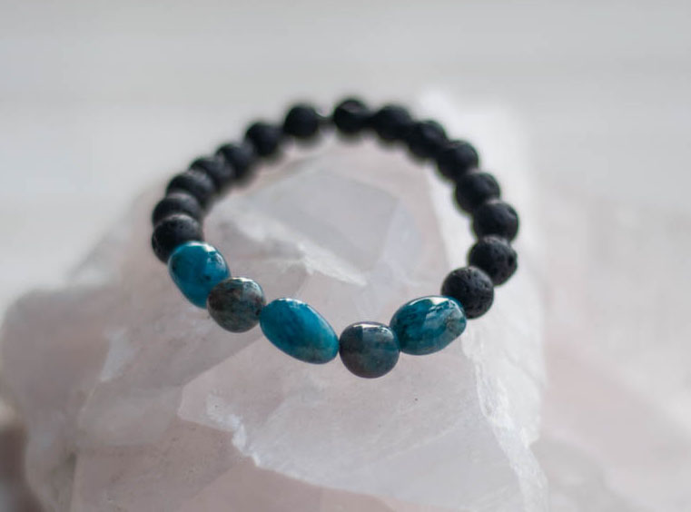 Aroma Diffuser Lava and Apatite Bracelet