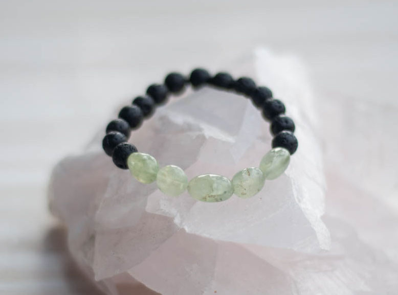 Aroma Diffuser Lava and Prehnite Bracelet