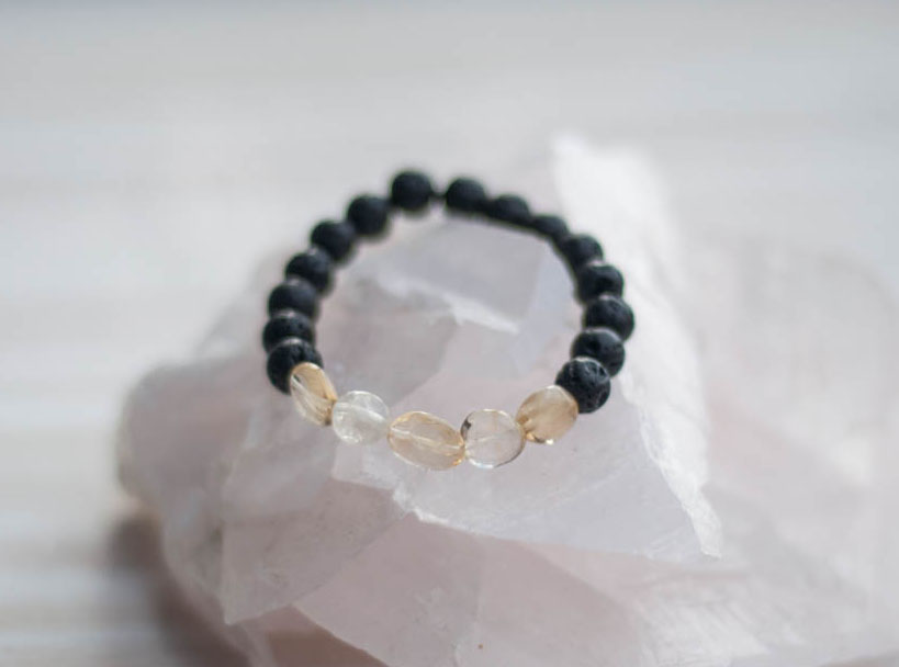 Aroma Diffuser Lava and Citrine Bracelet