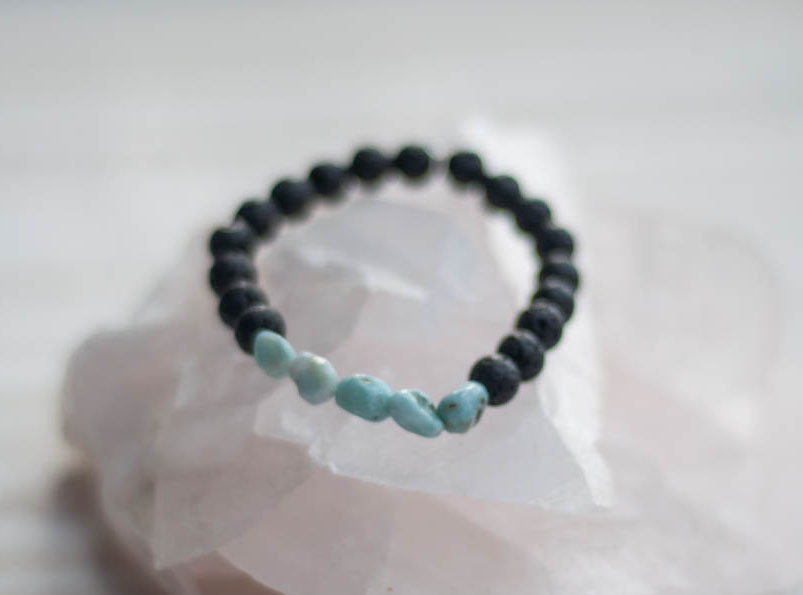 Aroma Diffuser Lava and Larimar Bracelet