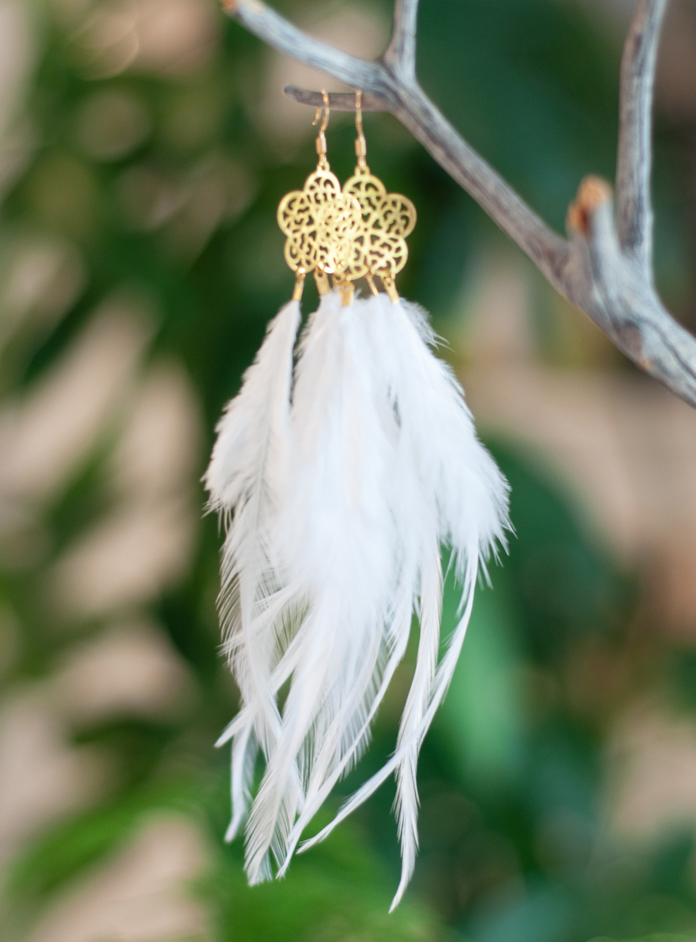 White Feather Earrings