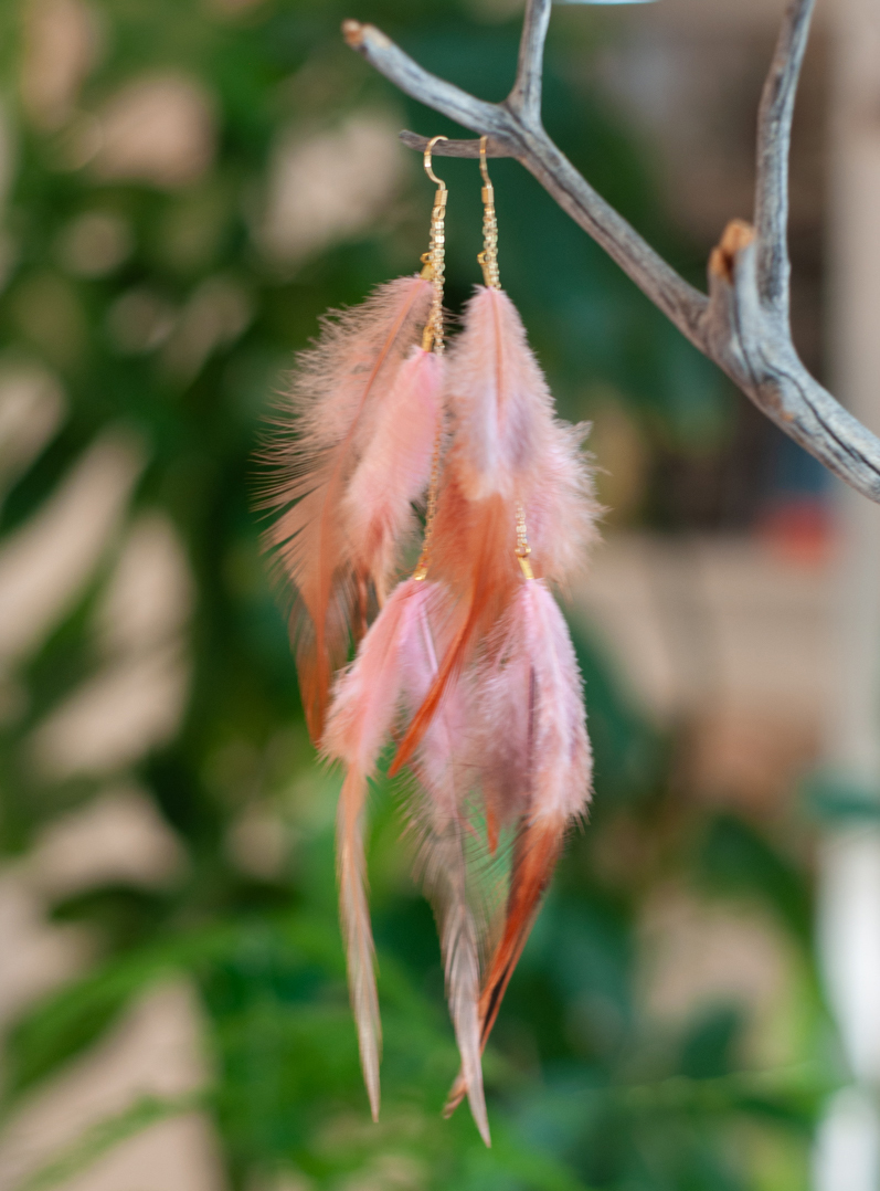 Pink Feather Earrings