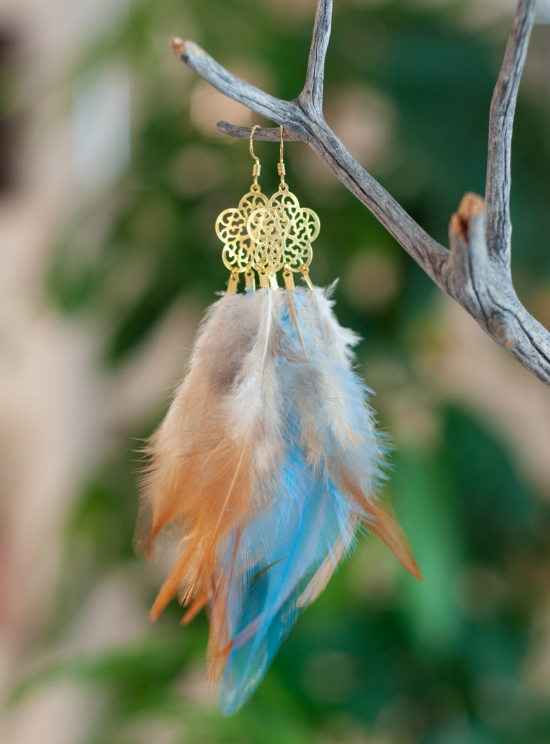 Blue Feather Earrings