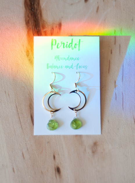 Peridot Moon Earrings