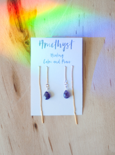 Amethyst Threader Earrings