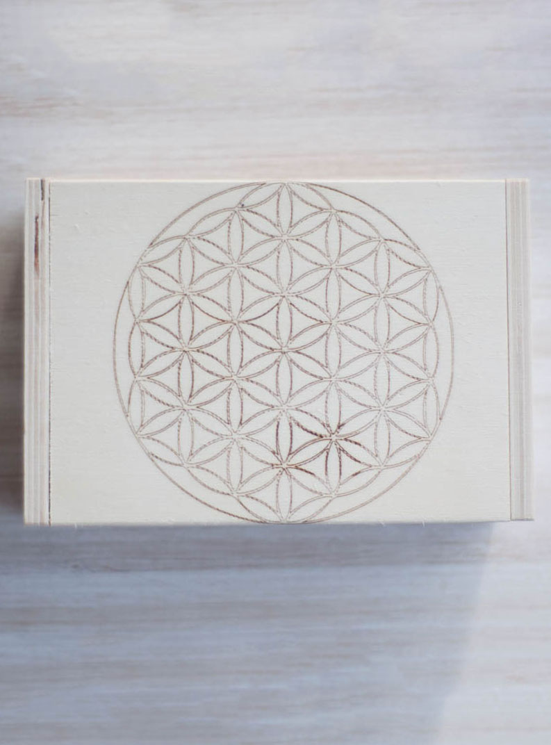 Flower of Life Hinged Wood Box