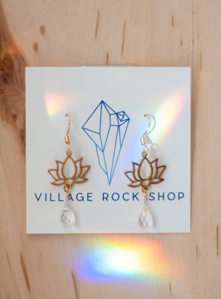 Clear Quartz Lotus Earrings