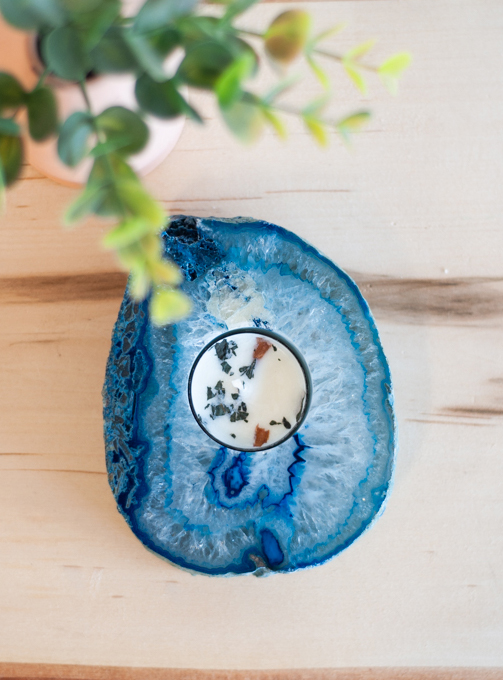 Agate Candle Holder - blue