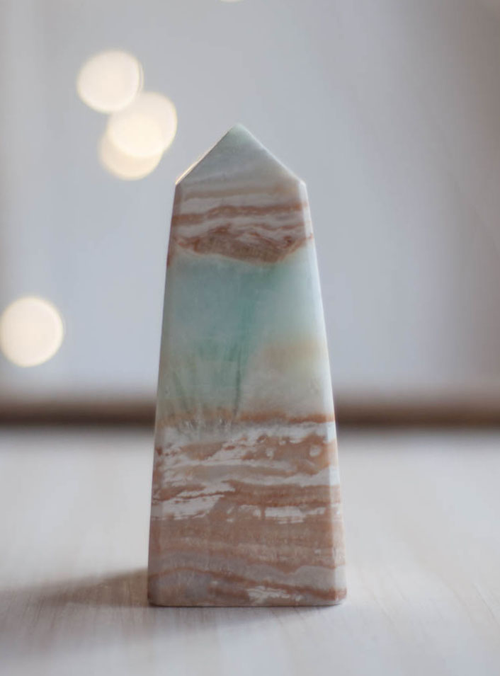 Caribbean Light Blue Calcite Tower - large