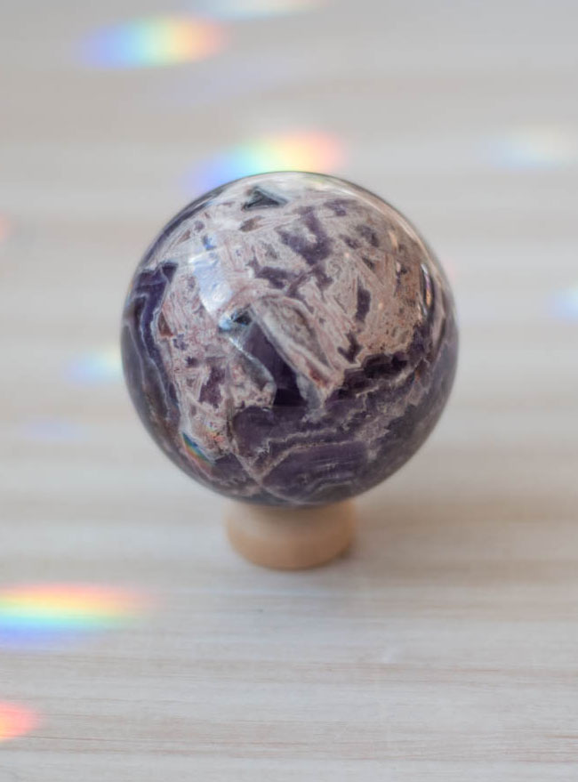 Chevron Purple and Pink Amethyst Sphere 