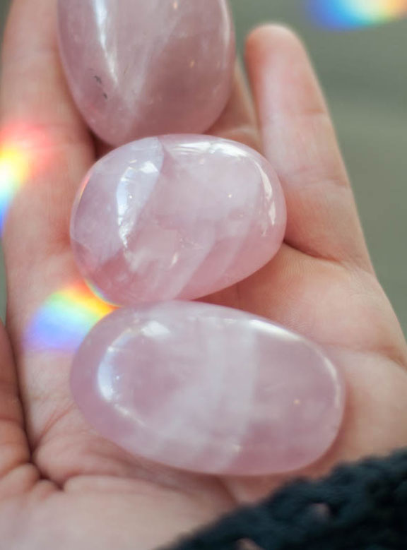 Rose Quartz Palm Stone small