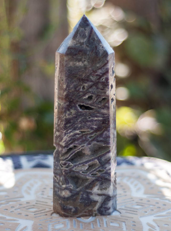 Large Velvet Fluorite Druzy Tower