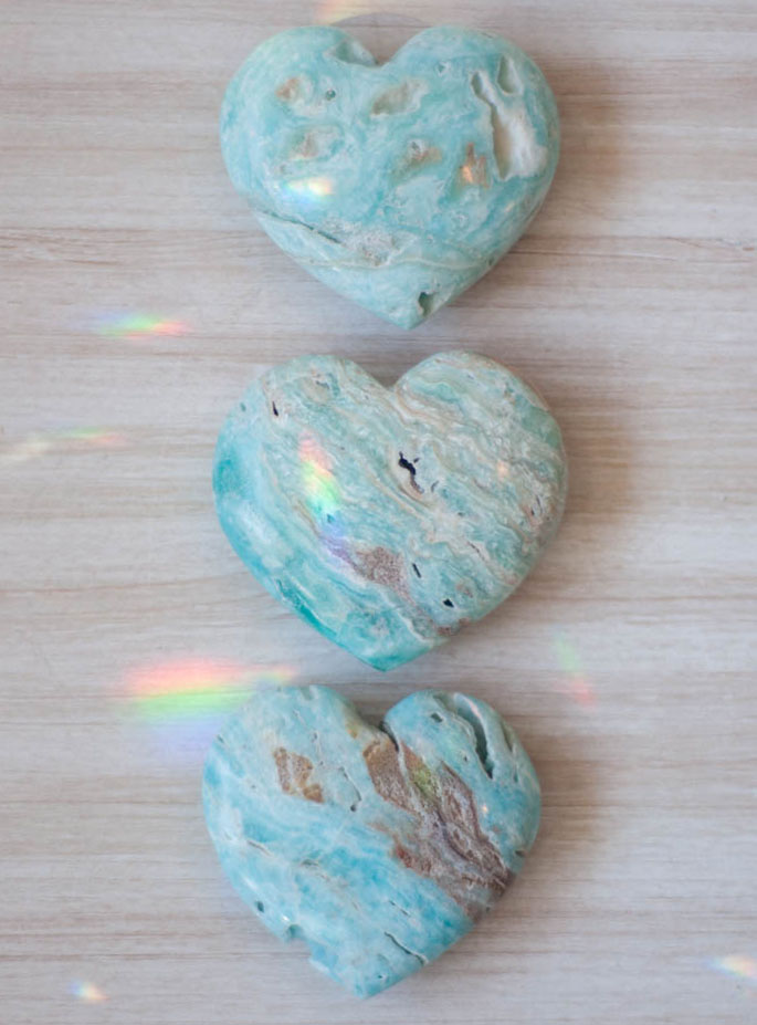 Medium Blue Aragonite/ Caribbean Blue Calcite Heart -  Pakistan