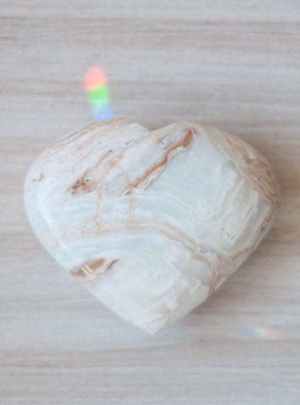 Extra Large Caribbean Light Blue Calcite Heart - Pakistan