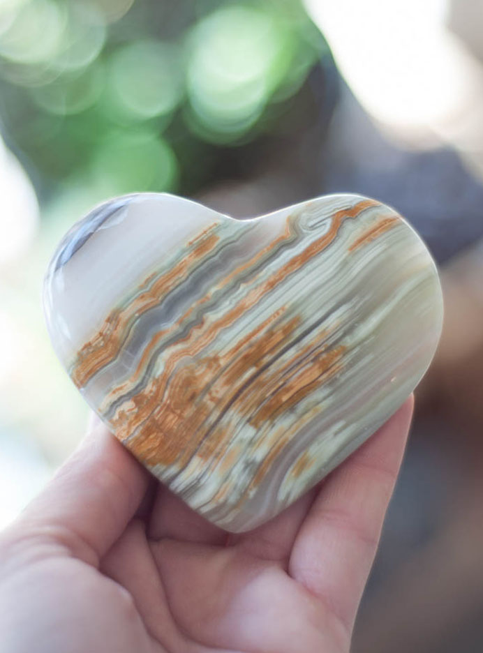 Large Green Calcite Heart - Pakistan