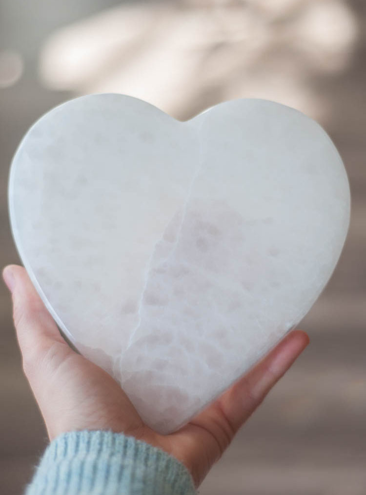 Flat Selenite Heart large