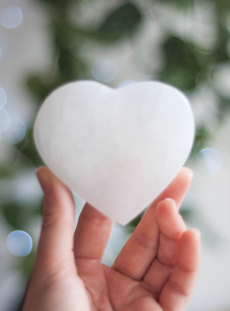 Flat Selenite Heart small