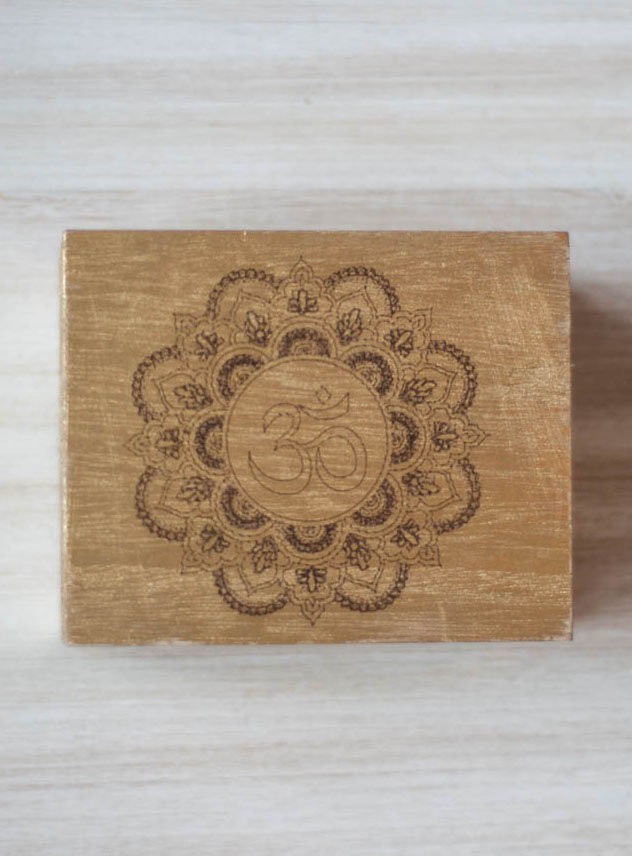 Om Mandala Gold Wood Box
