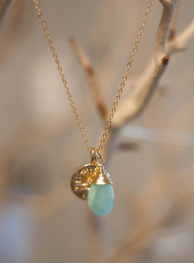 Sun And Moon Amazonite Necklace - gold filled